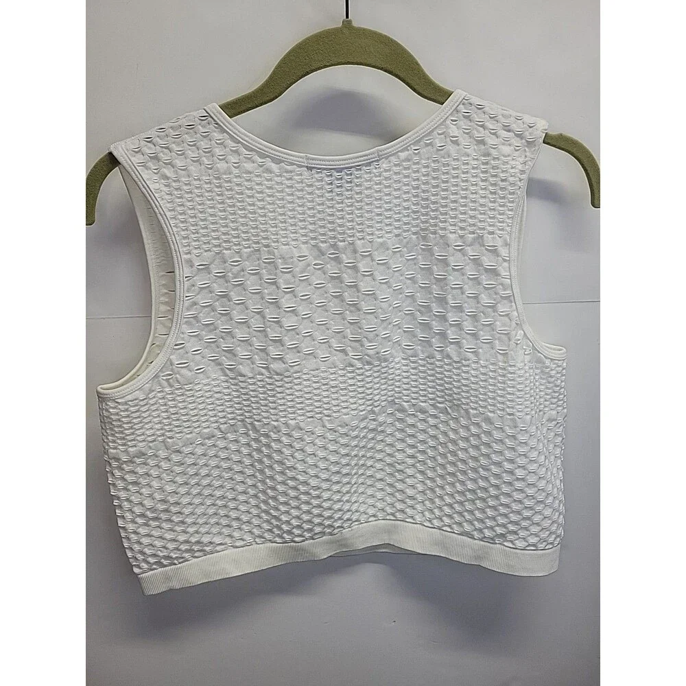 Soho Apparel White Textured‎ Cropped Top Shirt 1x/2x